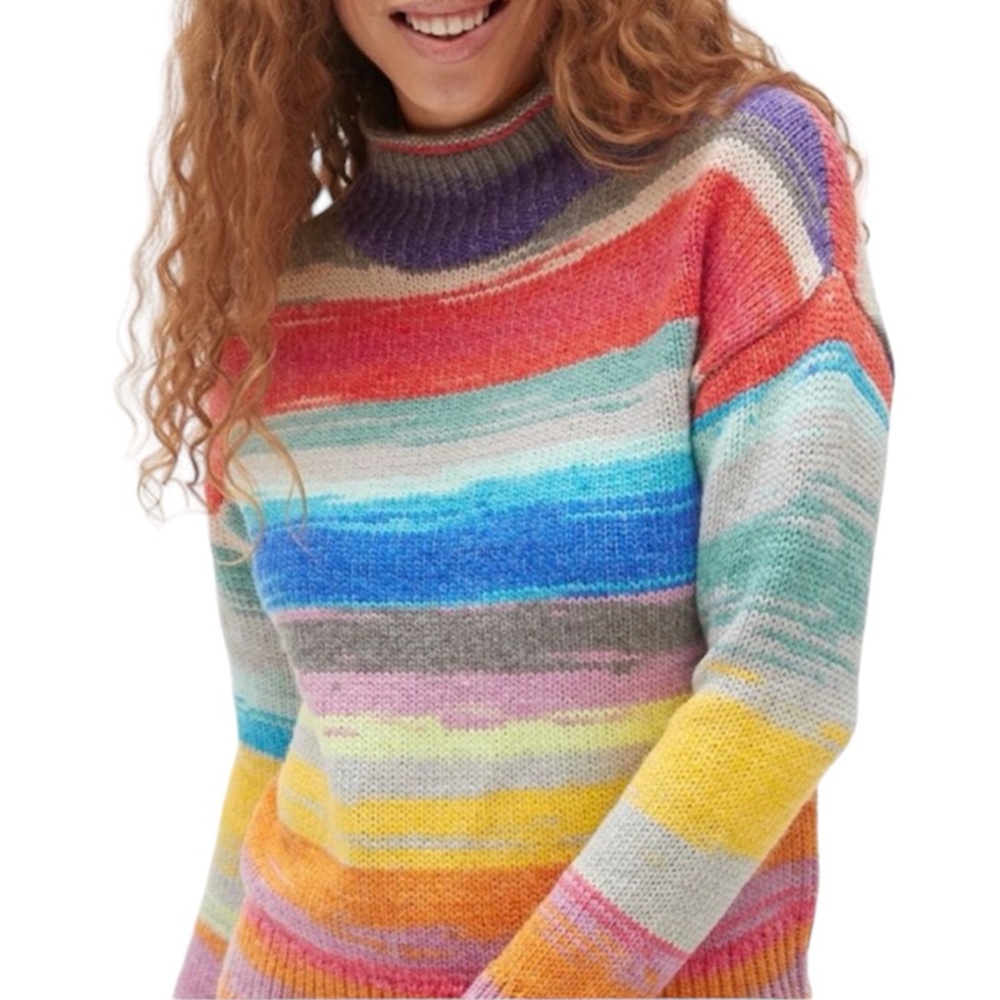 GAP | Rainbow Colorful Stripe Mock Sweater - Picture 2 of 10